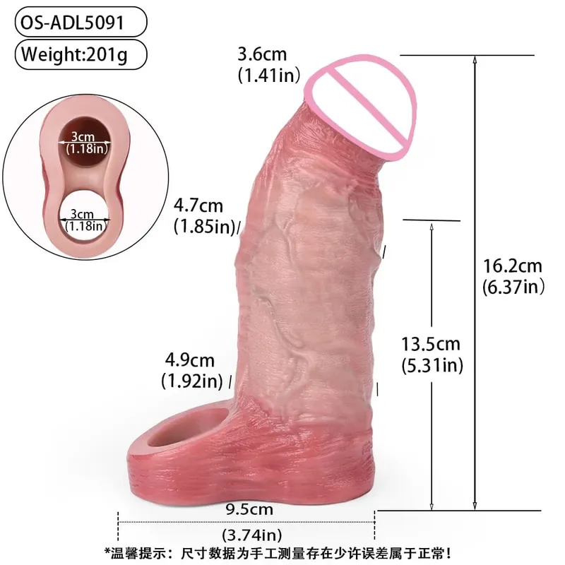 Penis Extender Device Cover Sleeve Girth Enhancement Pleasure Dildo Sheath Adult Sex Toys For Men Reusable Condom 18+