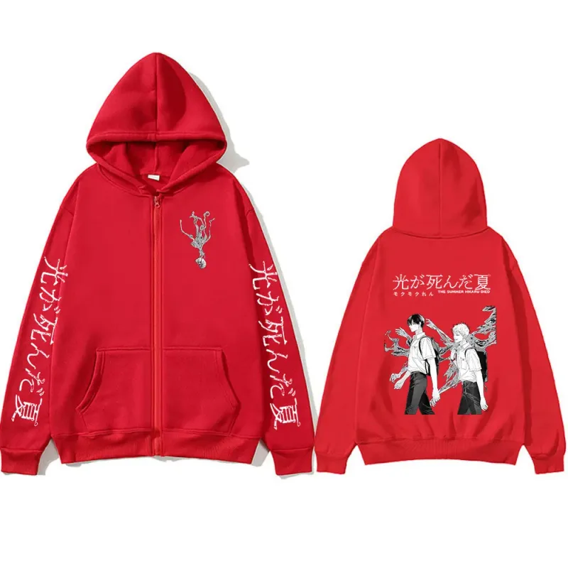 Anime The Summer Hikaru Died Zipper Hoodies Hikaru Yoshiki Manga Zip Up Hooded Sweatshirts Men Long Sleeves Hoodie Jackets Coats
