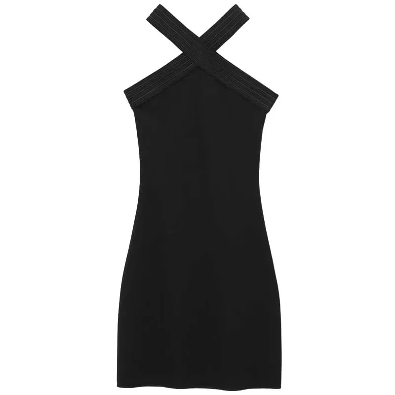 Halter Black Dress Womens Dresses Summer Sexy Bodycon Backless Short Dresses Woman Sleeveless Corset Elastic Vestidos 066