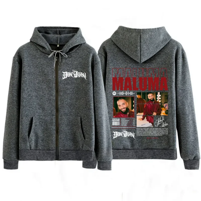Rapper MALUMA Tour 2025 Graphic Zip Up Hoodie Men's Women Fashion Hip-hop Pullover Long-sleeved Thick Casual Zipper Sweatshirts