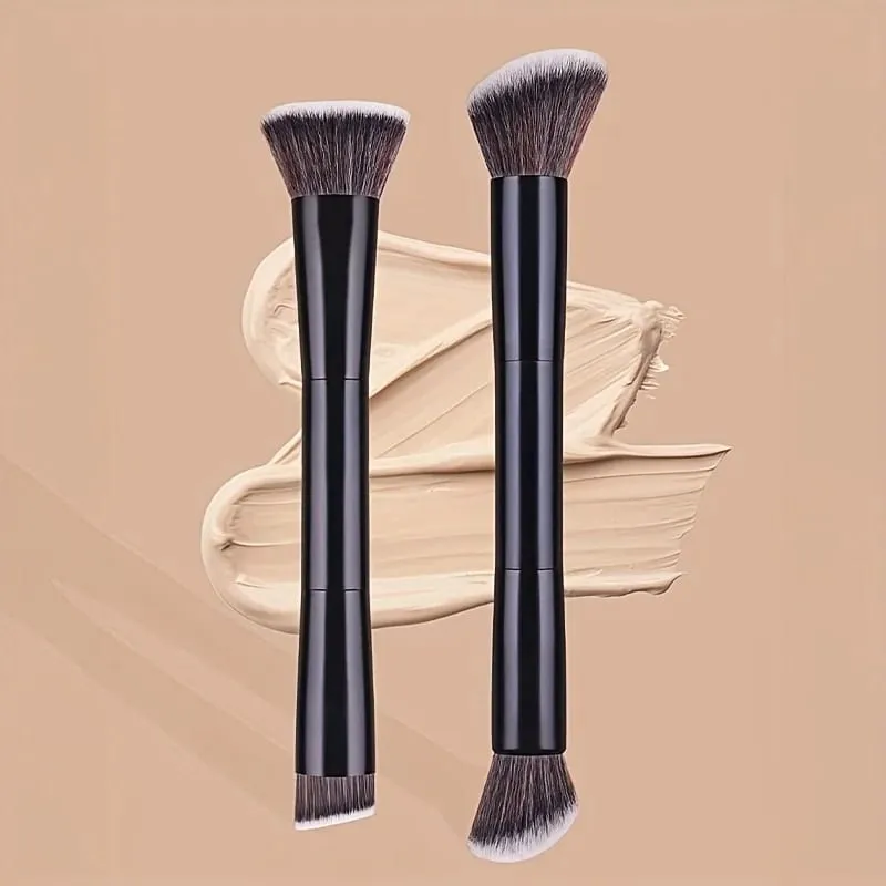 2pcs Professional Aluminum Tube Makeup Brush Set Soft Foundation Brush Blush Brush Powder Brush Concealer Brush Contour Bru