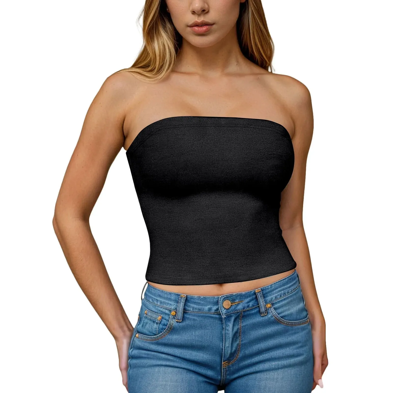 Sexy Off Shoulder Tube Tops Women Strapless Solid Color Backless Bandeau Tops Summer Slim Fit Bottoming Shirts Underwear