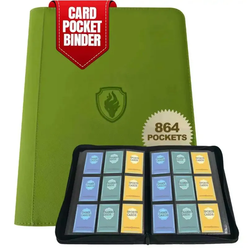 9-Pocket Ring-Less Card Binder Double Capacity Can Hold 864 Cards Suitable for Sport/YGO/PTCG/Game Cards