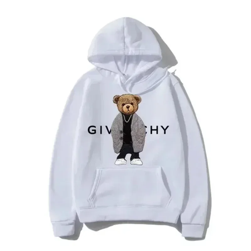 Men Women Unisex Autumn Winter Luxury Bear Print Hoodies Long Sleeve Fleece Pullover High Quality Free Shipping
