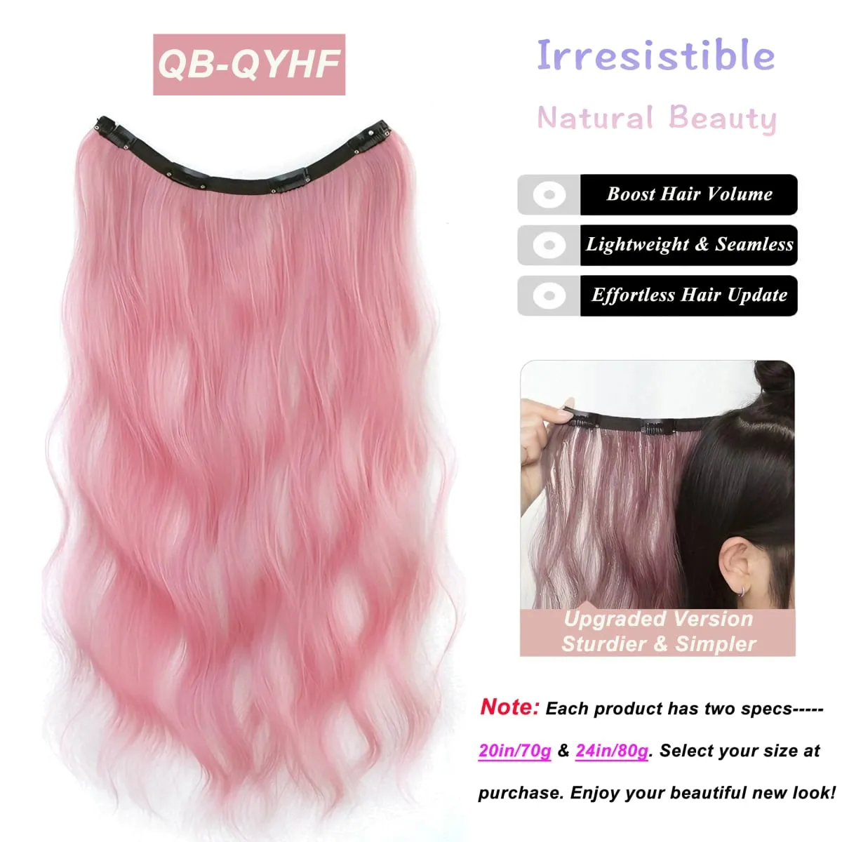 Synthetic Wavy/Straight Wigs Clip in Hair Extensions 20inches/24inches Clip On Hair Extensions for Women Hair Accessories