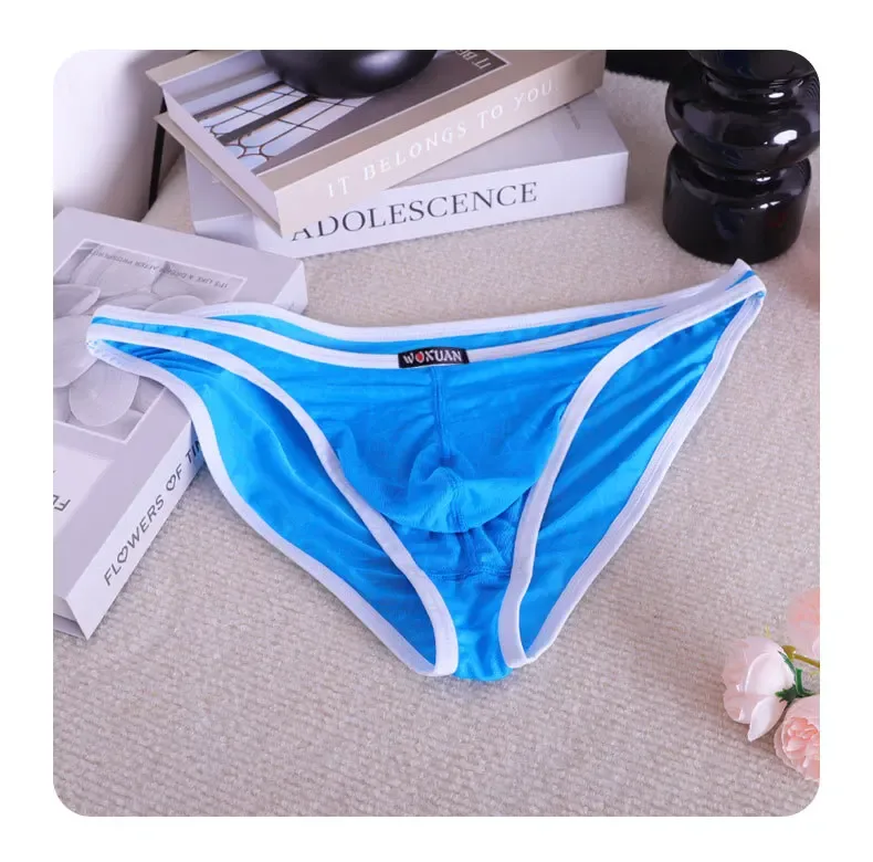 3PCS Lace Convex Briefs Men's Briefs Transparent Sexy Low Waist Mesh Quick-drying Solid Color Breathable Men Underwear