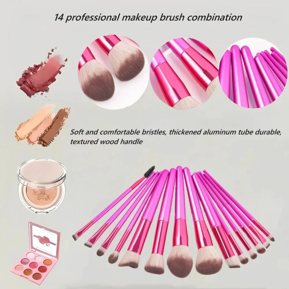 1-14pcs Makeup Brushes Tools Set Make Up Brush Tools Kits for Eyeshadow Eyeliner Cosmetics Brushes Maquiagem Soft Skin-Friendly