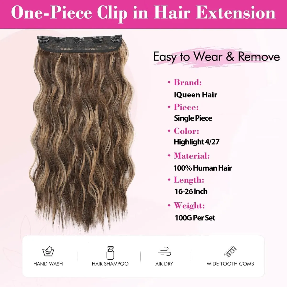 Highlight #4/27 Body Wave One Piece Clip In Hair Extensions Brazilian Hair Ombre 3/4 Full Head 5 Clip In Human Hair Extensions