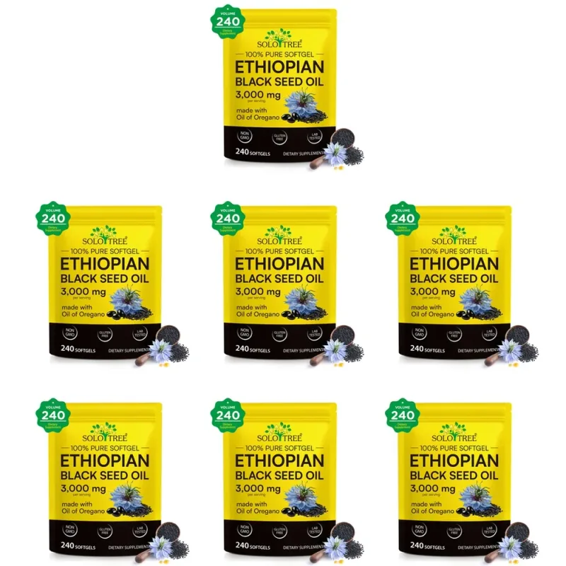 Ethiopian Black Seed Oil Softgels with Oil of Oregano Extract for Immune Support Digestive Comfort 240 Softgels