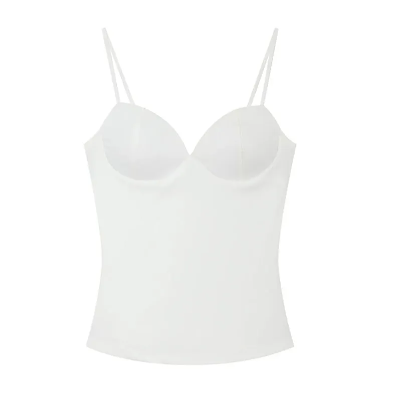 Sleeveless Crop Tops For Woman Corset Camisole Brown Top Women Bodycon Backless Sexy Tops With Straps Bustier Tank Tops
