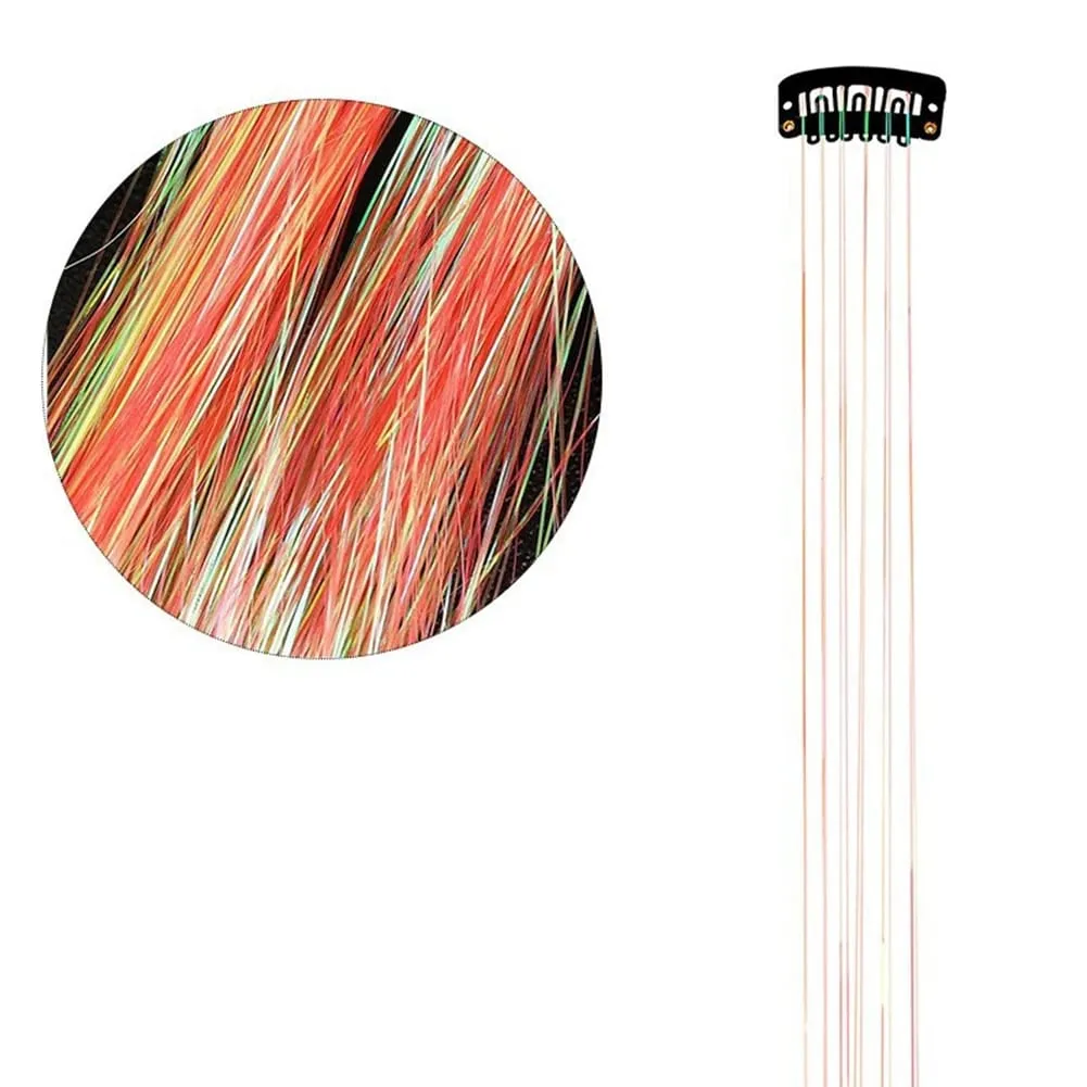 1/6Pcs Colorful Long Straight Hair Pieces Synthetic Clip-in Hair Extensions Synthetic High Temperature Fiber Wig for Daily Use