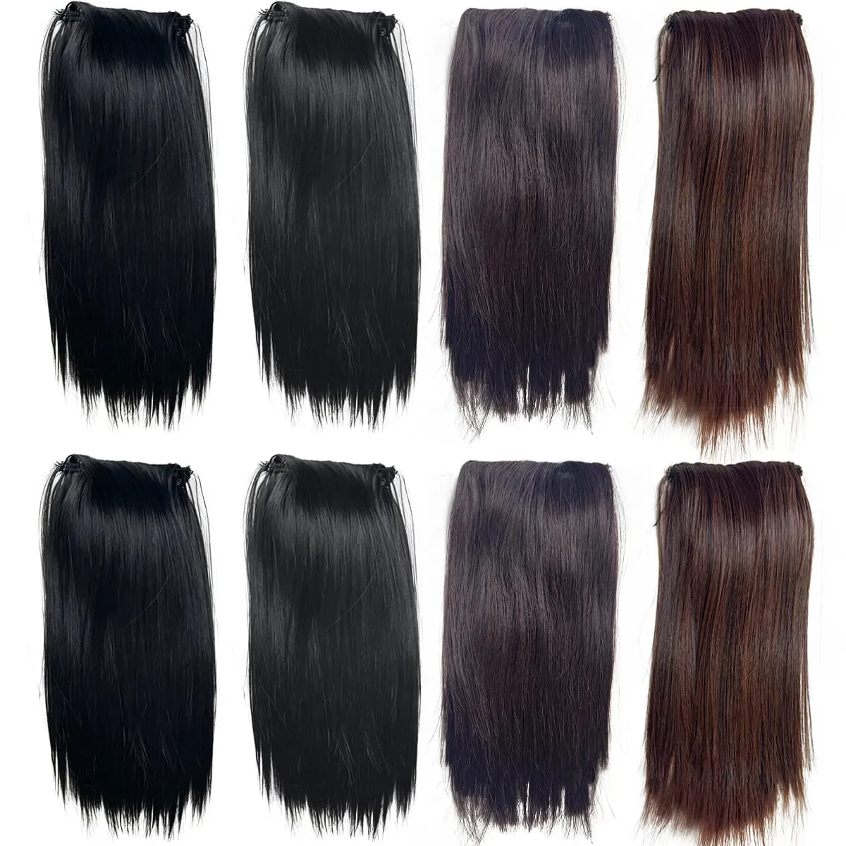 Straight Clip In Hair Extensions Synthetic 8"12" Hair Topper For Women Invisible Clip On Hair Patch Thick Booster Hairpieces