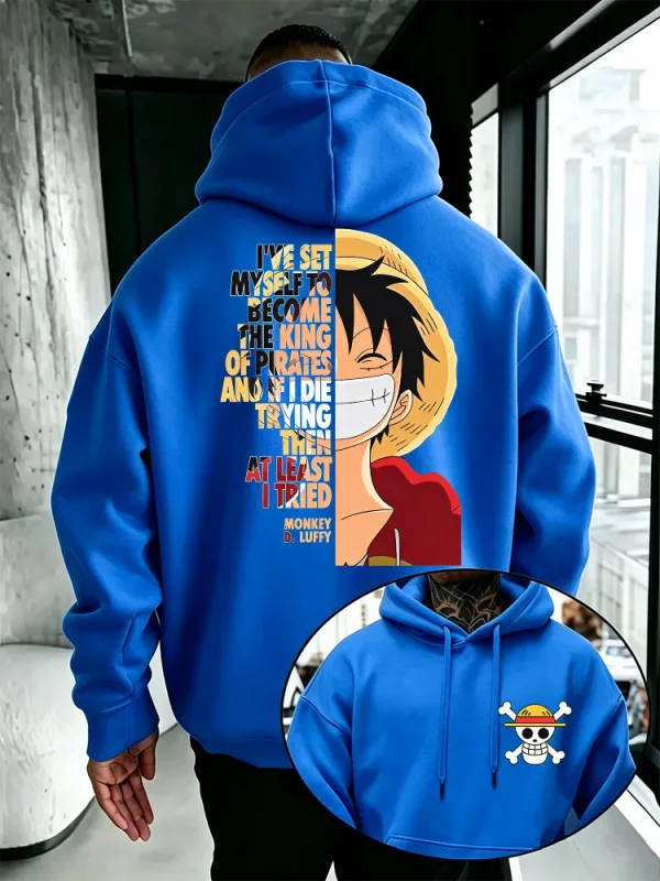 One Piece Anime Hoodie Monkey D Luffy Citaat Print Streetwear Unisex Mannen Vrouwen Oversized Casual Sweatshirts Lange Mouw
