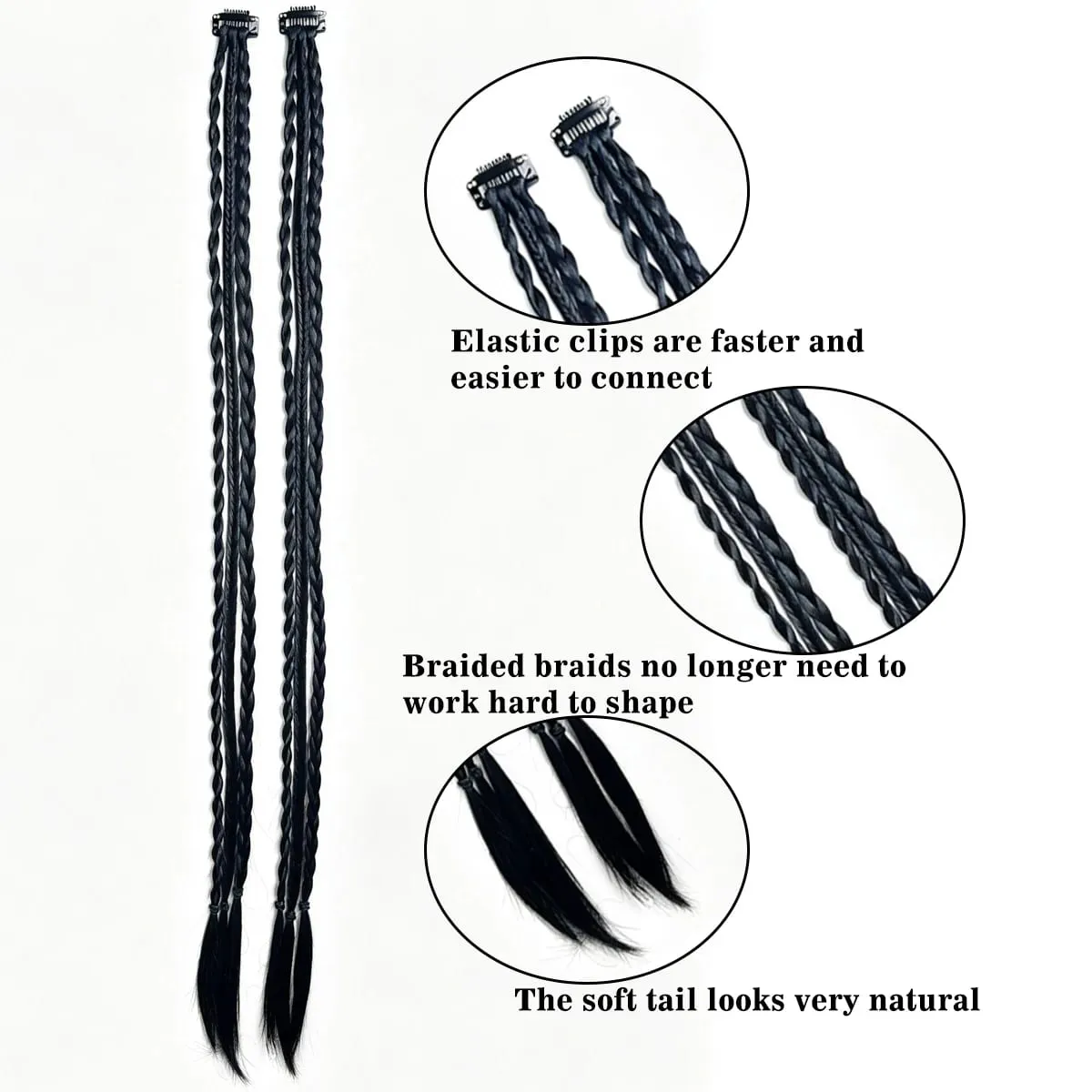 2PCS Synthetic 22"26" Clip In Braids Hair Extensions Braid Ponytail Hairpieces Braided Hair Clip On Braids For Women Daily Party