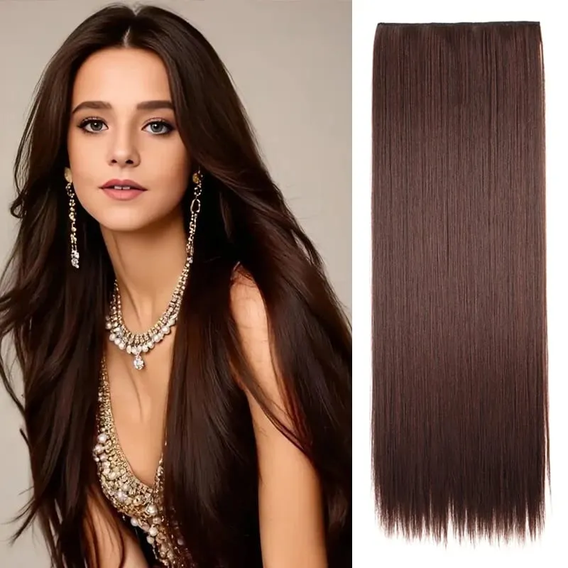 32Inch/40Inch Synthetic Long Straight Hair Extension 5 Clips-in Hair Black Brown Natural Invisible Hairpiece for Women