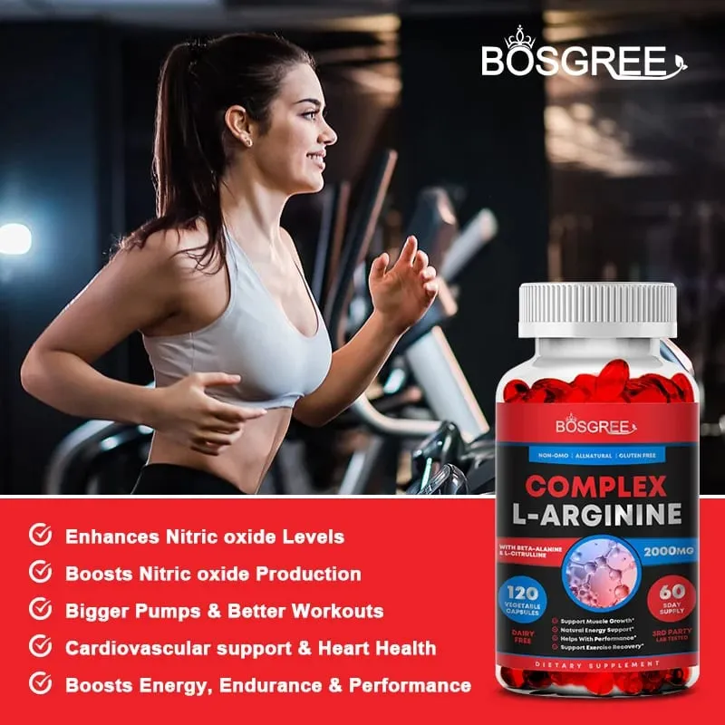L-Arginine Supplement Helps Build Muscle& Supports Blood Flow Circulation Nutrient Delivery-Heart Health- Exercise Performance