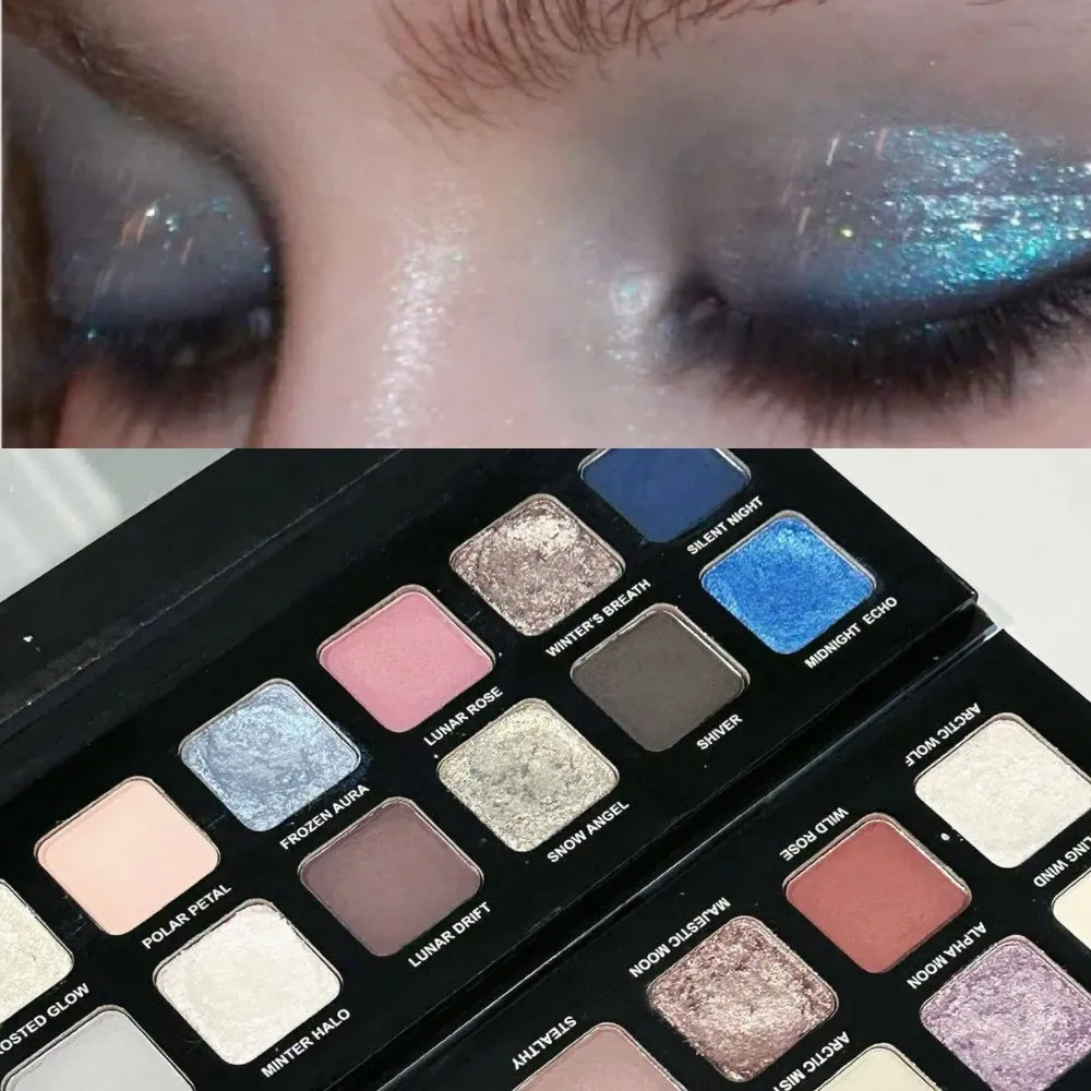 12 Colors Metallic Eyeshadow Palette Pearl Matte Sparkling Shimmer Blue Eye Shadow Highlighter Brighten Glitter Halloween Makeup