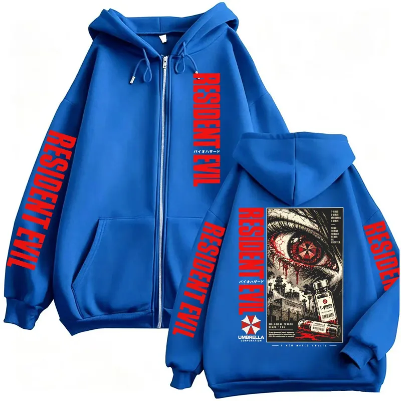 Vintage Resident Evil Zombie Horror Gaming Zip Up Hoodies Men Women Fashion Classic Harajuku Sweatshirts Jacket Coats Streetwear