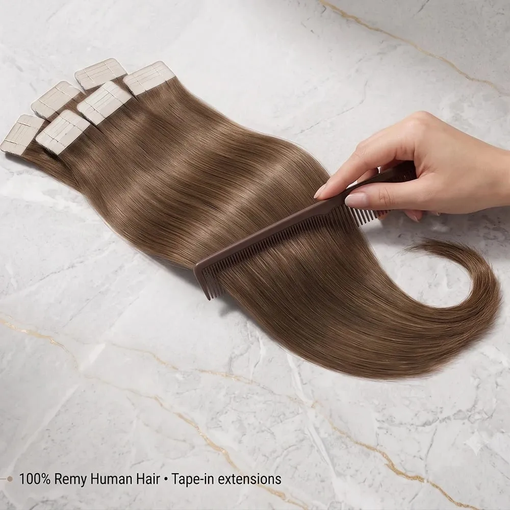 4A Medium Brown Tape In Hair Extensions 100% Human Hair Seamless Invisible 21Pcs/Pack 50g Remy Colored Straight Brazilian 22 24 Inch Pure Human Hair For Women