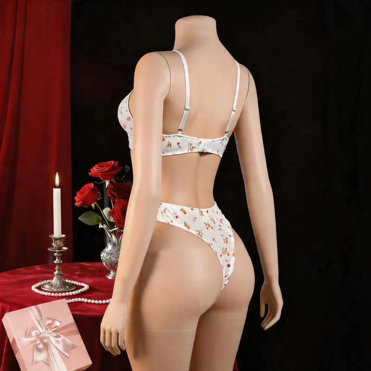 European and American Fashion Lovely Floral Women Bra Set with Underwire Soft Comfortable Daily Wear Lingerie for Females