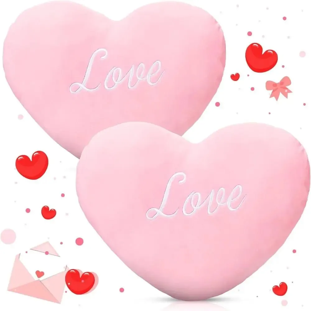 New Heart Shape Heart Plush Pillow Pink Color Valentines gift Soft Pillow Red Color Stuffed Pillow Home Decorative