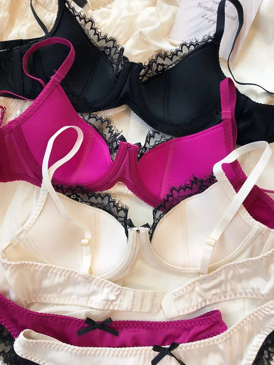 Sexet blonde tynde kop lingeri til kvinder fransk push up bh-sæt højkvalitets silkestof Komfort åndbart undertøj Intimates sæt