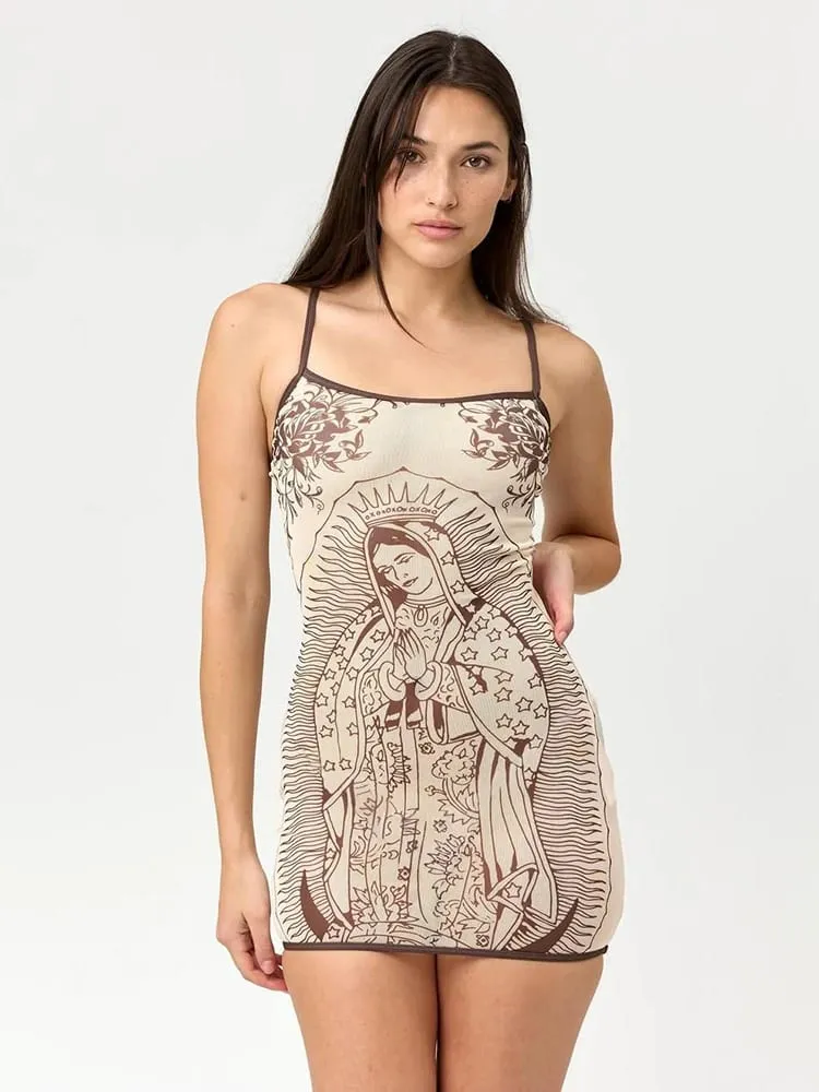 Weird Puss Art Print Dress Women Low-Neck See Through Skinny High Elasticity Sexy Midnight Summer New Trend Hottie Mini Bodycon