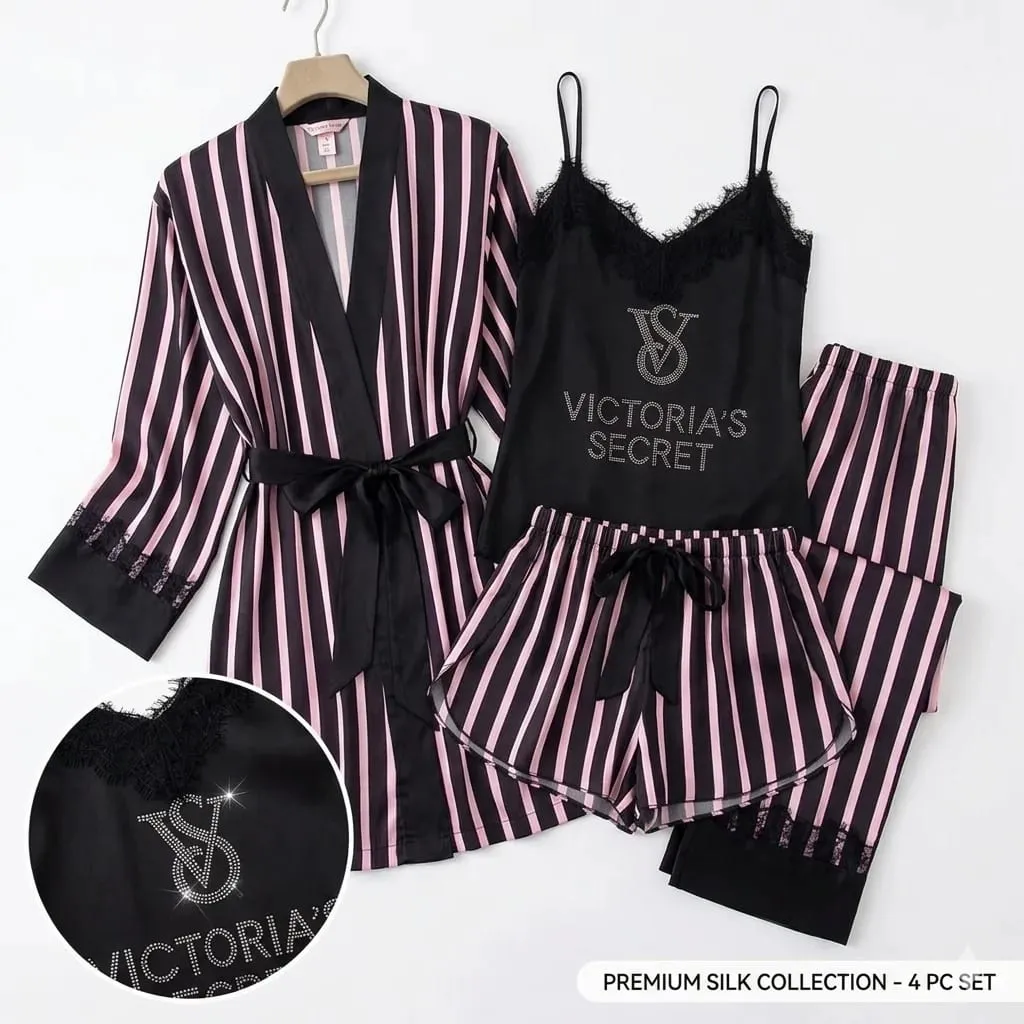 Sleepwear Chemise Nightwear Underwear Ice Silk Pajamas Set Robe New Victoria's Secret Sexy Womens Lace Trim Homewear Ladies