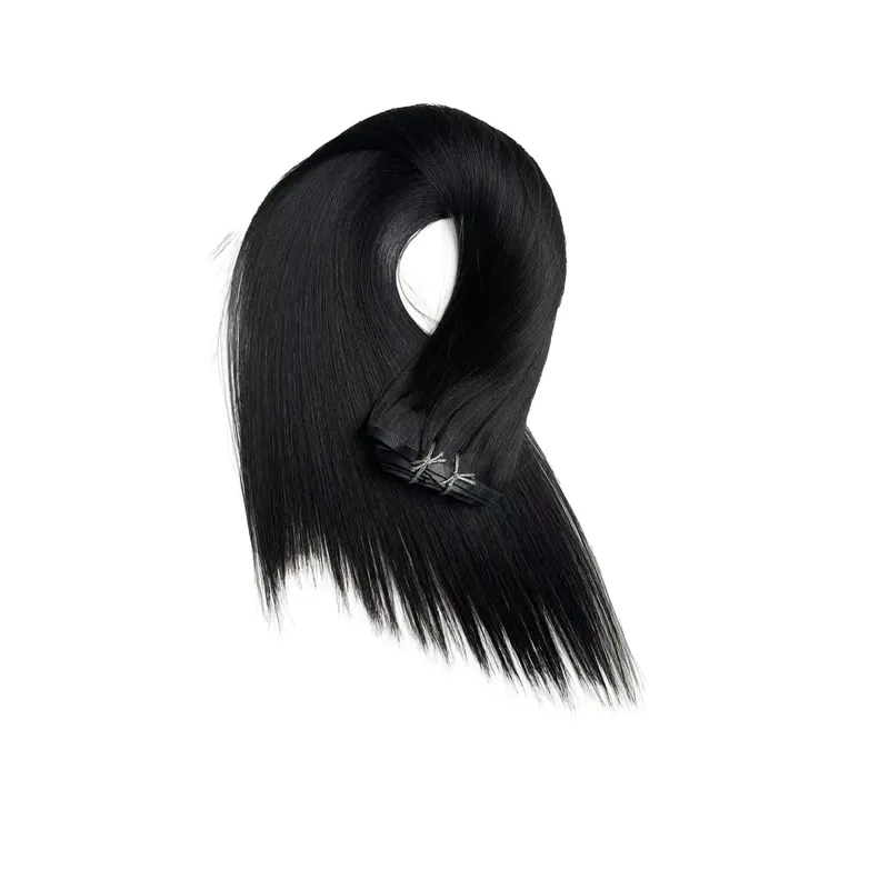 Clip de PU grueso de 160g en extensiones de cabello humano, cinta de trama sin costuras con Clip para extensiones de cabello invisibles de cabello crudo grueso