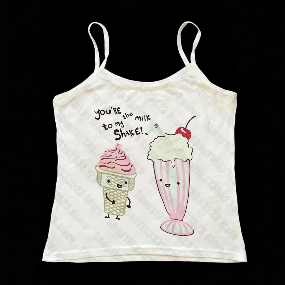 Women Clothing Streetwear Retro Sweet Printing Women Tank Tops Gothic Punk Y2k Girls Vintage Graphic Sexy Baby Tank Tank Tops