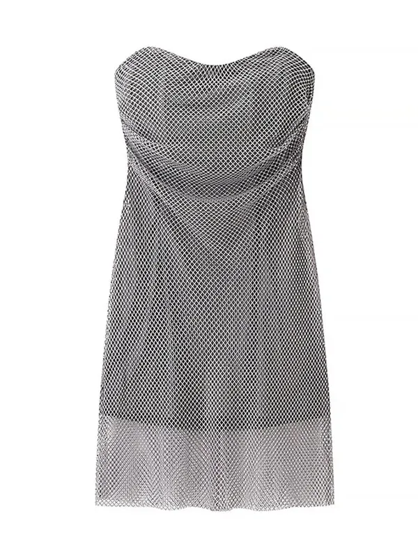 Sequined Lace Trim Slip Mini Dress Women Chic Spaghetti Strap Sleeveless High Waist Slim Short Dresses Lady Vacation Outfit New