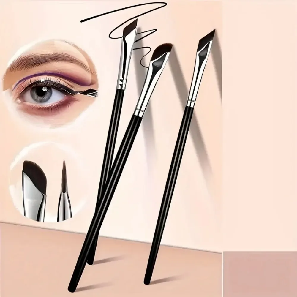 5 Buah Set Kuas Eyeliner Presisi Kuas Alis Eyeliner Miring dengan Pegangan Panjang untuk Kuas Rias Mata Artis Rias Pemula