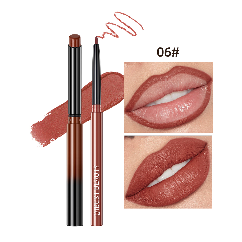 Set Pena Lipliner Lipstik 2 Buah Kosmetik Kontur Pensil Lip Liner Beludru Matte Kosmetik Tahan Lama Stik Bibir Merah Seksi