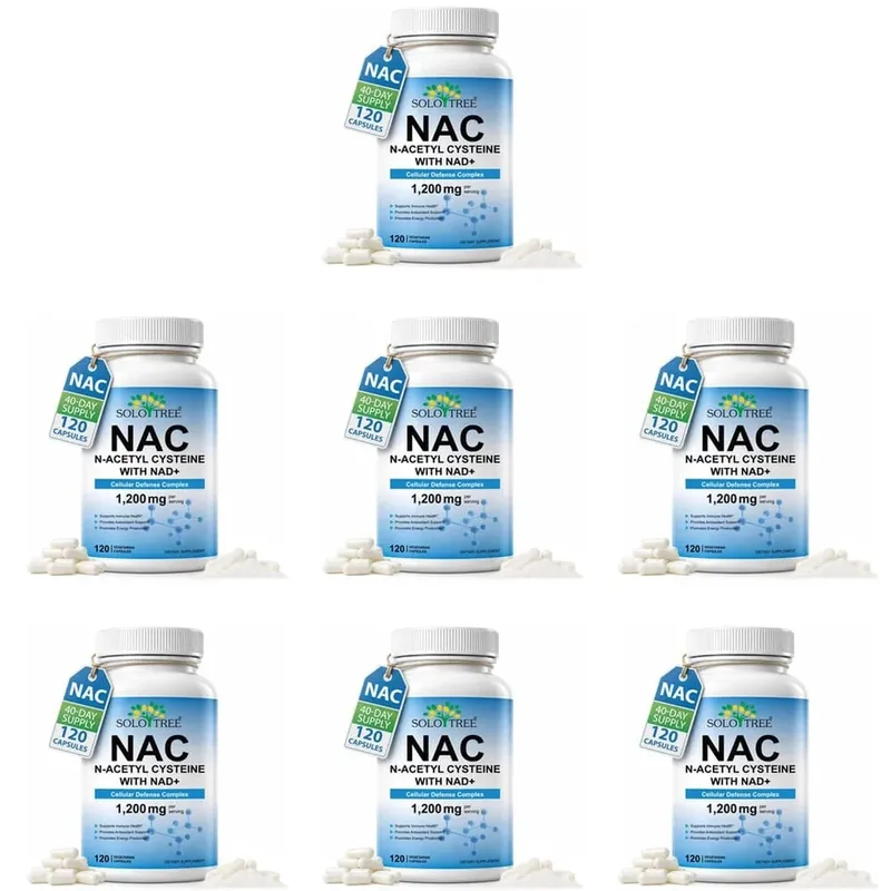 كبسولات NAC N-Acetyl Cysteine ​​1200mg NAD+ للمناعة الخلوية ومضادات الأكسدة لدعم الطاقة للبالغين، 120 قطعة
