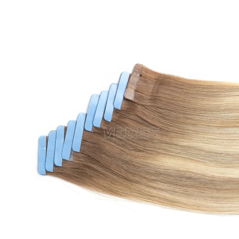 Taśma Ombre w doczepianiu włosów Taśma do włosów ludzkich w doczepach Balayage Off Czarny do srebrnego Mieszanka czarnego kleju w doczepach z ludzkich włosów