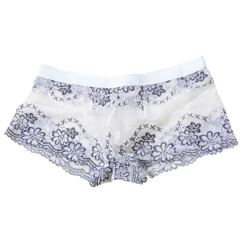 Men Lace Jacquard Mesh Boxer Shorts Underwear Hollow Temptation Exotic Trunks Silk Soft Quick Dry Breathable Sexy Panties — image 4