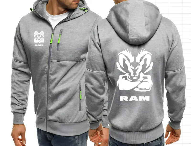 2025 Ram 1500 Turbo DodgeLY Appassionati di auto Streetwear da uomo Felpe con zip Tinta unita Felpa con cappuccio Felpa con cappuccio da uomo all'aperto