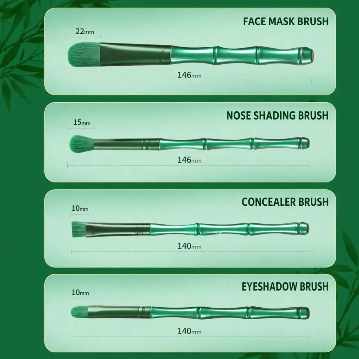 11Pcs Bamboo Makeup Brushes Kit Soft Dense Hair Multifunctional Brush Set Foundation Face Powder Eyeshadow Blush