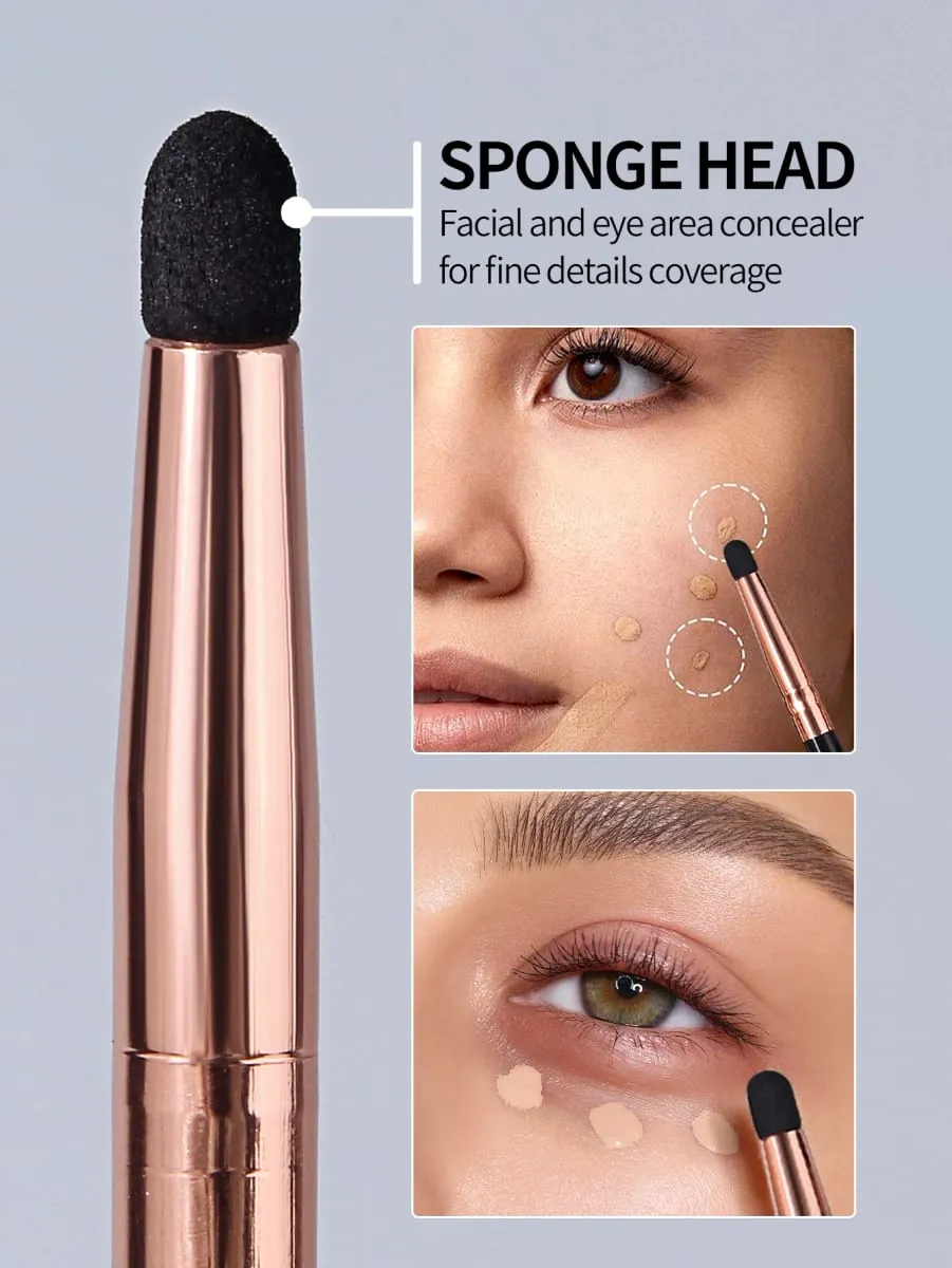 1Pc/6Pcs Sponge Makeup Brush Set Unisex Concealer/Eyeshadow/Tear Trough Brushes for Liquid & Cream Makeup Ideal Cosmetic Gift
