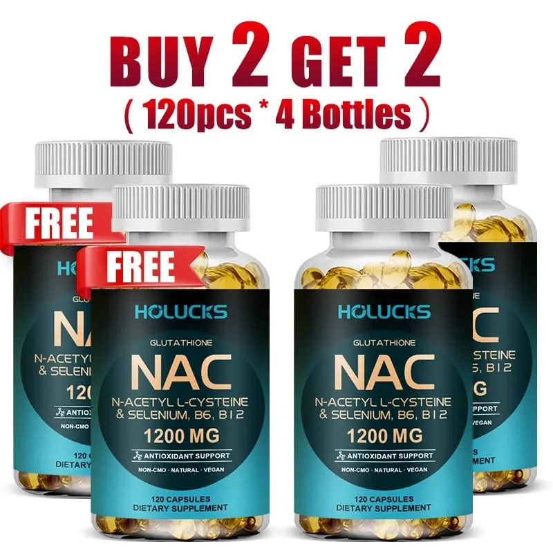 Buy 1 Get 1 Free! NAC 1200mg Supplement for Thins Mucus Reduces Cough & Bronchial Function Immune Liver Repair & Detox