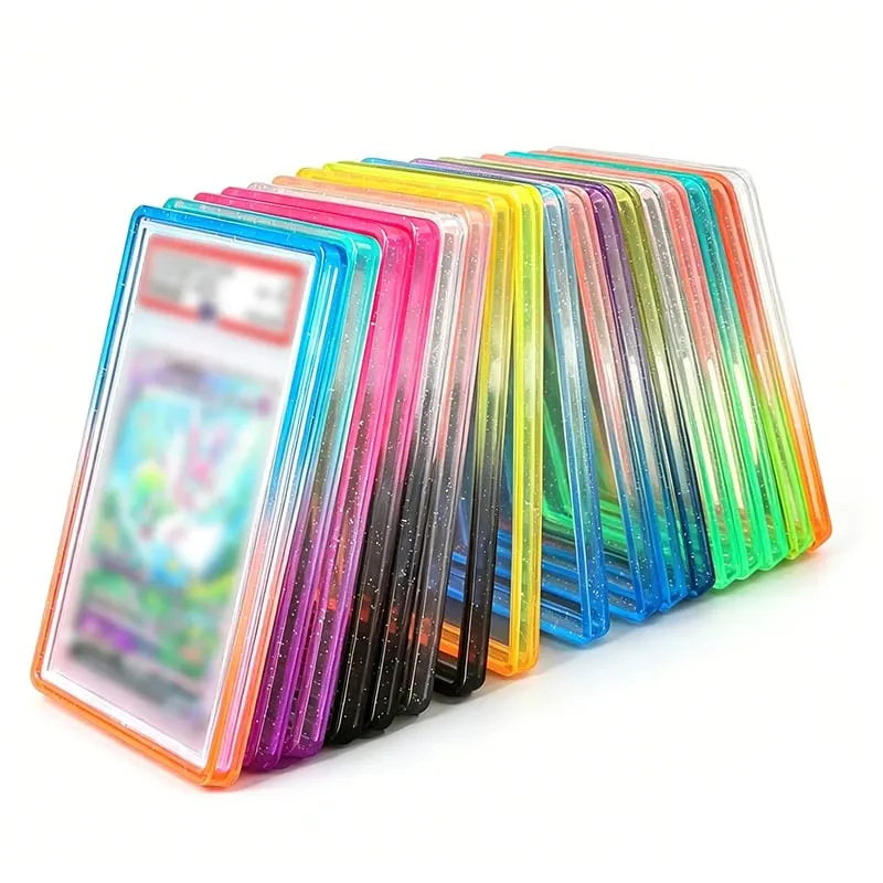 Glitter TPU Slab Bumper Guard Case Holder Protective Skin Display Sleeves with Clear Back for 35PT Graded Trading Card