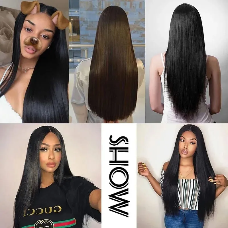24Inch Synthetic 3pcs/set Long Straight Hair Extension Clip in Hair Heat-Resistant Fiber Hairpiece for Women