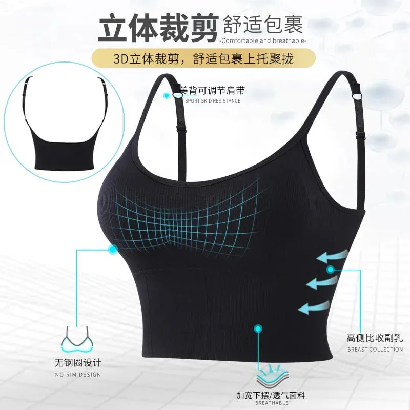 Pambabaeng Tank Crop Top Seamless Underwear Vintage Crop Top Pambabae Tanks Vest Camis Padded U Back Babae Sexy Sport Lingerie Kamisol
