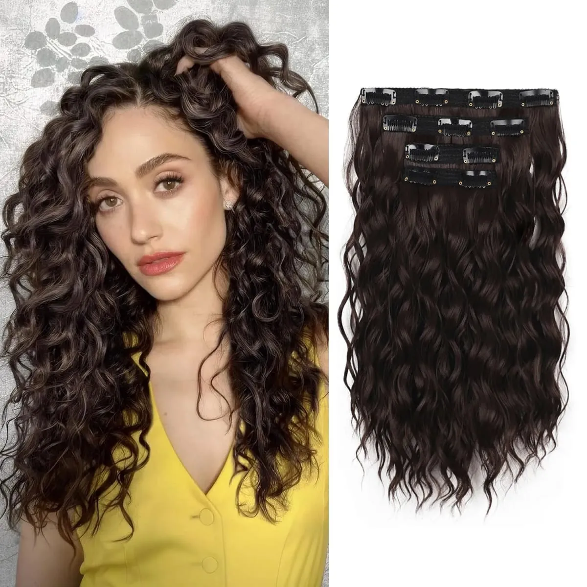 Synthetic Clip-in Women's Short Curly Hair Extensions 4PCS Set 14 Inches Clip-ins Invisible Hairpieces