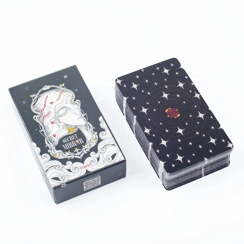 Secret Mirror Tarot 80 Cards Family Gathering Divination Deck English Version Feminine Art Board Game Monochrome 10.3*6CM