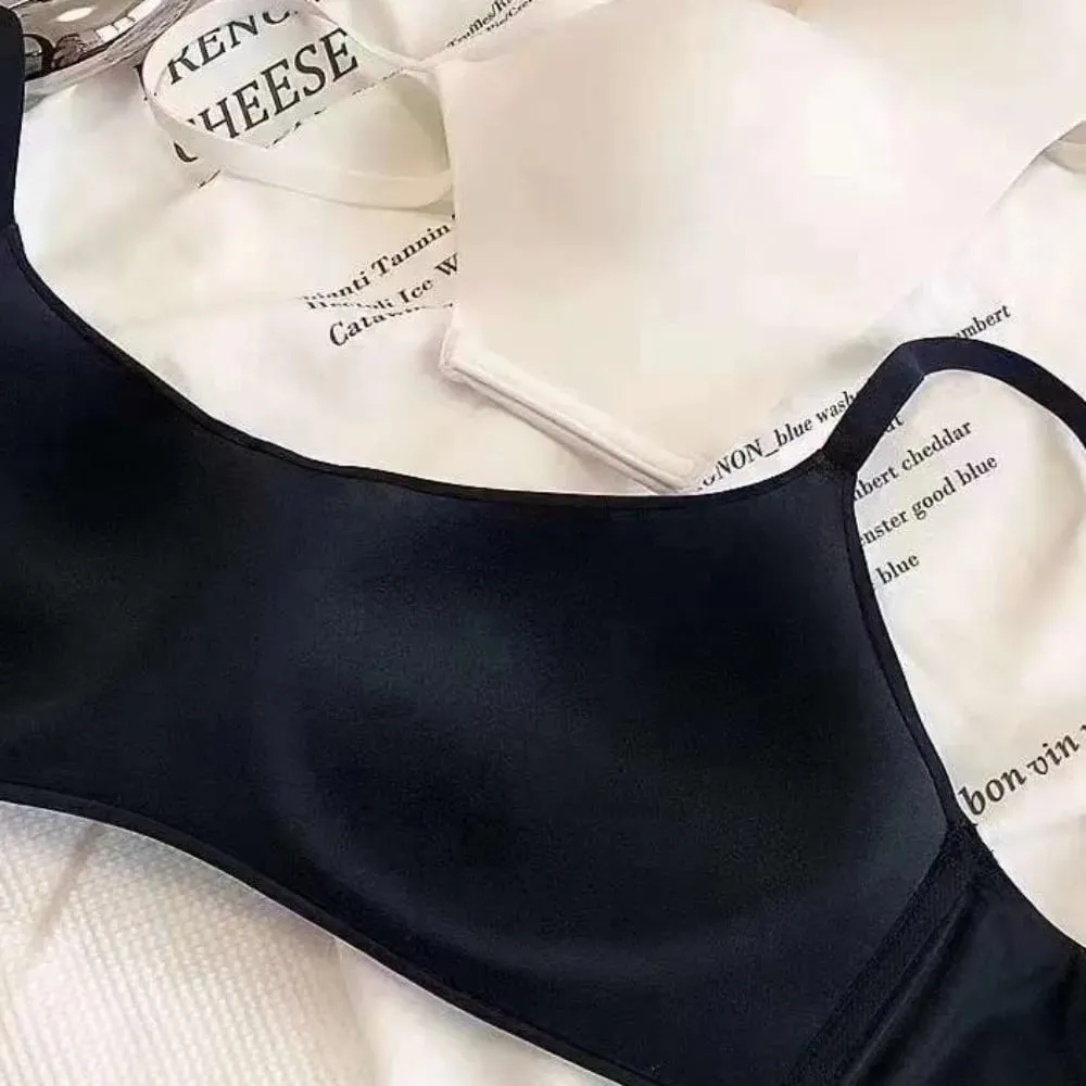 Soft Comfort Wireless Bra Thin Cup Elastic Material Push Up Bra Elastic Gathered Design Seamless Bra Lingerie Beauty