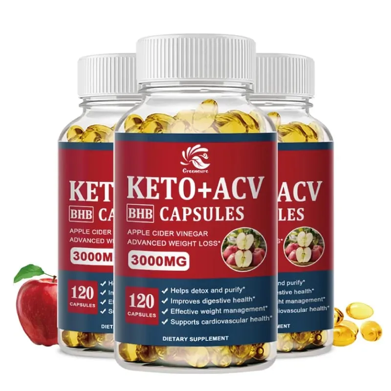 Greensure Keto Elma Sirkesi Kapsülleri ACV, Apple Cider Keto Takviyeleri Erkekler ve Kadınlar için Elma Aromalı Formülü