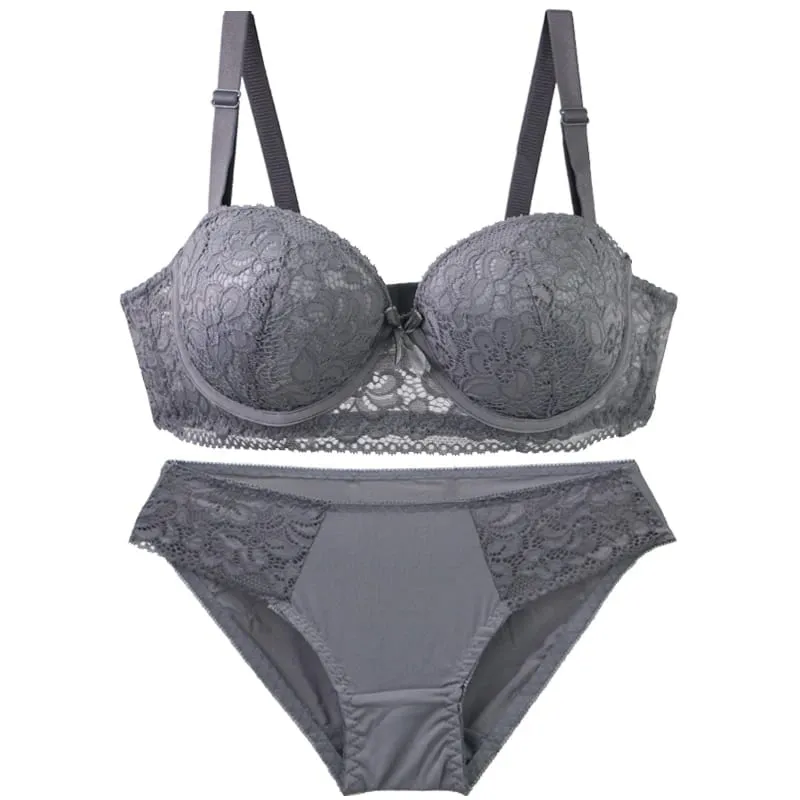 2025 New Floral Knitted Underwire Bra For Women Adjustable Straps Lace BC Cup Underwear Push Up Minimizer Padded Lingerie