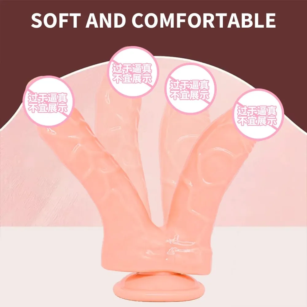 Realistic Double Ended Dildo Sex Toy for Women or Couples Dual Sided Headed Penetration Dong Device with Simulated Penile Sucker