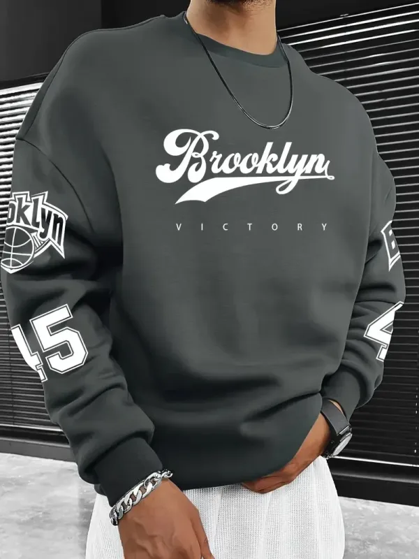 The new men's round-neck hoodie for Spring and Autumn 2025 features street fashion and soft 3D digital pattern printing — image 4